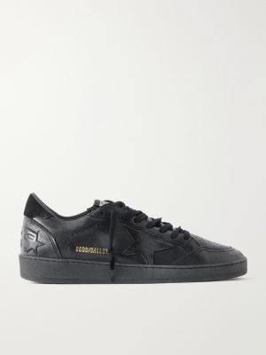 Ball Star Distressed Suede-Trimmed Leather Sneakers Ball Star Distressed Suede-Trimmed Leather Sneakers