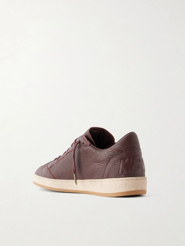 Ball Star Distressed Leather Sneakers - BK
