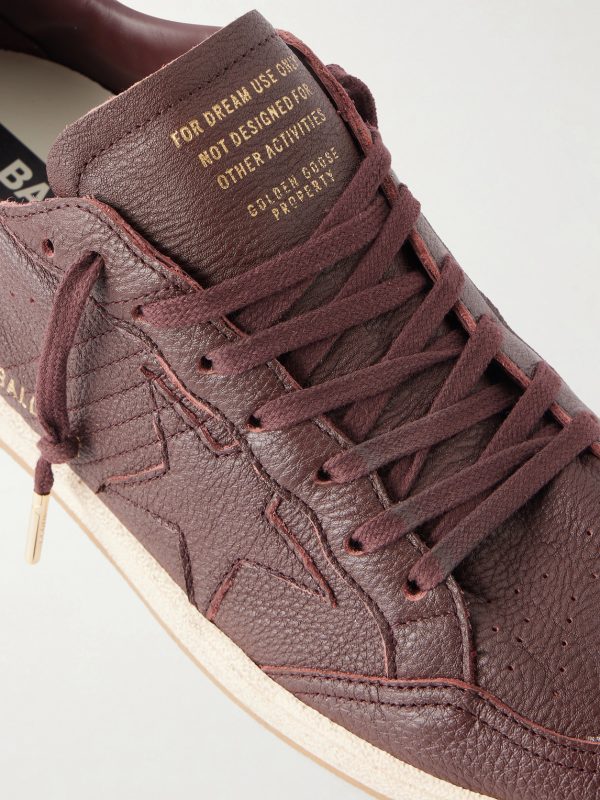 Ball Star Distressed Leather Sneakers - CU
