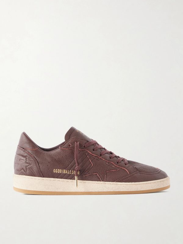 Ball Star Distressed Leather Sneakers