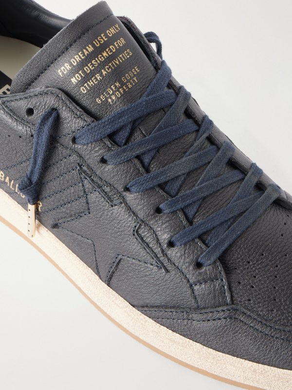 Ball Star Distressed Leather Sneakers - CU
