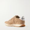 Marathon Metallic Leather-Trimmed Suede Sneakers - BK Marathon Metallic Leather-Trimmed Suede Sneakers - BK