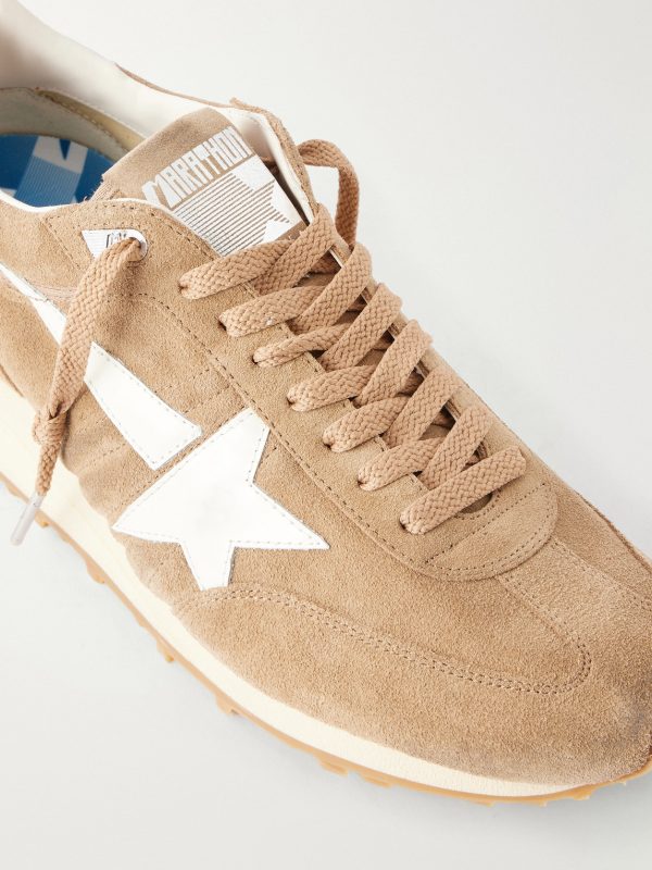 Marathon Metallic Leather-Trimmed Suede Sneakers - CU Marathon Metallic Leather-Trimmed Suede Sneakers - CU