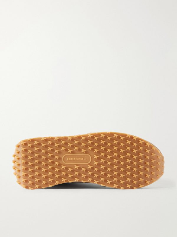 Marathon Metallic Leather-Trimmed Suede Sneakers - E1 Marathon Metallic Leather-Trimmed Suede Sneakers - E1
