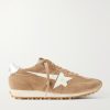 Marathon Metallic Leather-Trimmed Suede Sneakers Marathon Metallic Leather-Trimmed Suede Sneakers