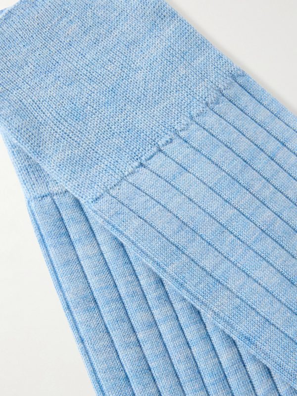 No 2 Ribbed Cashmere-Blend Socks - CU No 2 Ribbed Cashmere-Blend Socks - CU