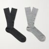 N7 Finest Two-Pack Ribbed Virgin Wool-Blend Socks N7 Finest Two-Pack Ribbed Virgin Wool-Blend Socks
