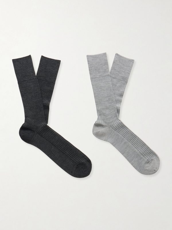 N7 Finest Two-Pack Ribbed Virgin Wool-Blend Socks N7 Finest Two-Pack Ribbed Virgin Wool-Blend Socks