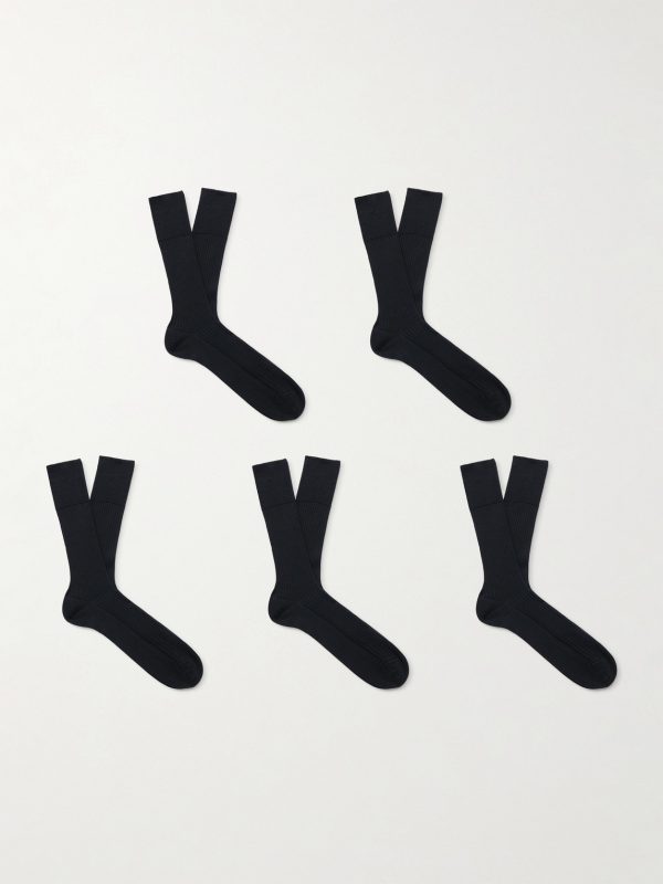 Set of Five Merino Wool-Blend Socks Set of Five Merino Wool-Blend Socks