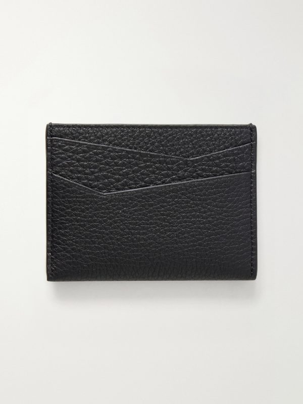 Puzzle Edge Anagram-Debossed Leather Cardholder - BK