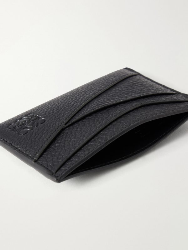 Puzzle Edge Anagram-Debossed Leather Cardholder - E1
