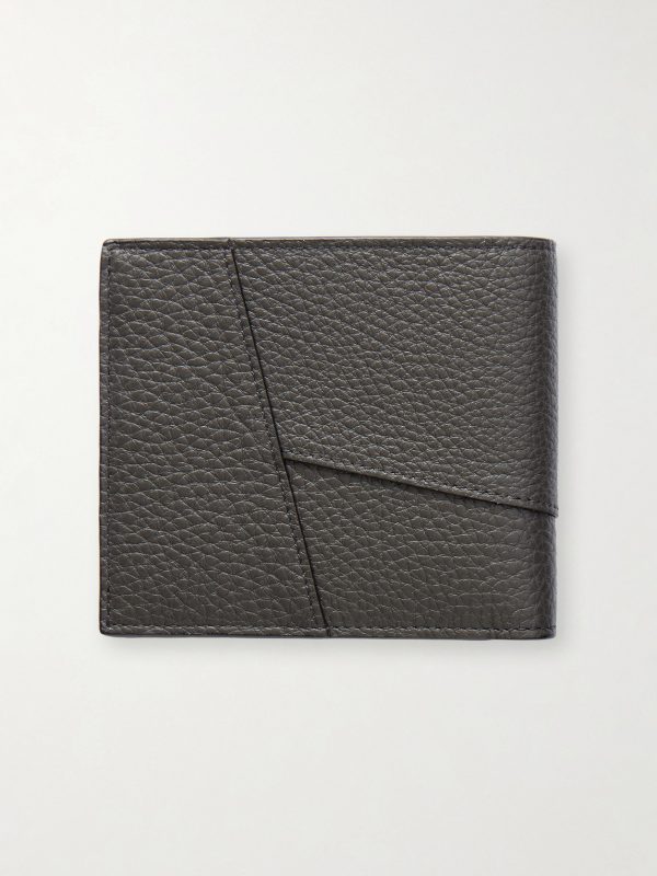 Puzzle Edge Panelled Full-Grain Leather Bifold Wallet - BK