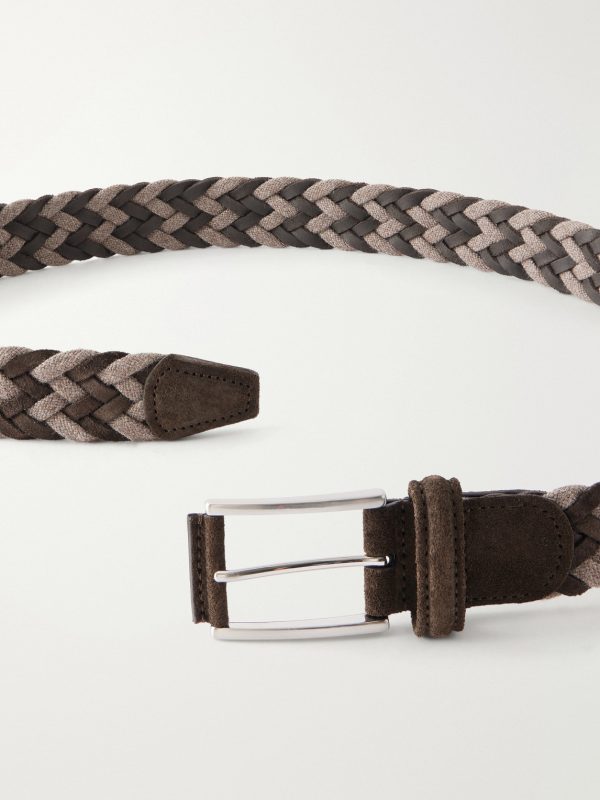3.5 cm Suede-Trimmed Woven Belt - E1 3.5 cm Suede-Trimmed Woven Belt - E1