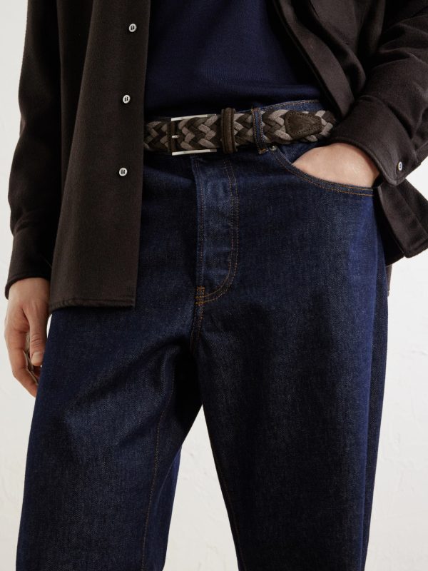 3.5 cm Suede-Trimmed Woven Belt - OU 3.5 cm Suede-Trimmed Woven Belt - OU