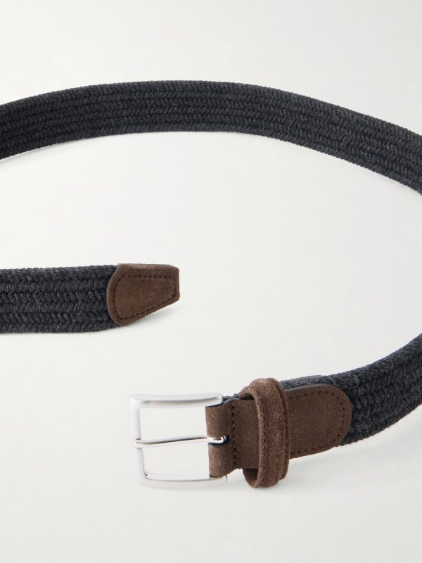 2cm Suede-Trimmed Braided Belt - E1 2cm Suede-Trimmed Braided Belt - E1