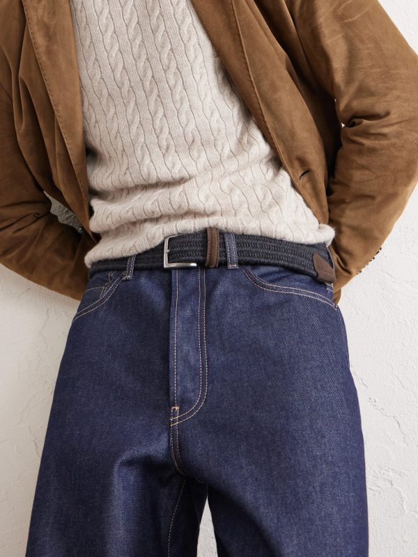 2cm Suede-Trimmed Braided Belt - OU 2cm Suede-Trimmed Braided Belt - OU