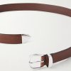 2cm Silver-Tone and Leather Belt - E1
