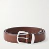 2cm Silver-Tone and Leather Belt