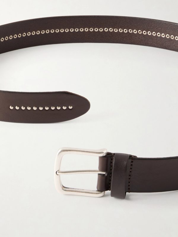 3cm Stud-Embellished Leather Belt - E1 3cm Stud-Embellished Leather Belt - E1