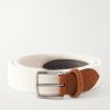 3.5 cm Leather-Trimmed Woven Belt