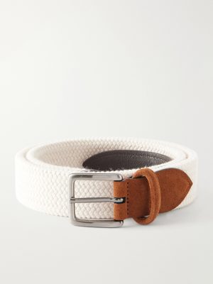 3.5 cm Leather-Trimmed Woven Belt 3.5 cm Leather-Trimmed Woven Belt