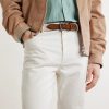 3.5 cm Leather-Trimmed Woven Belt - OU