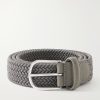 3.5cm Leather-Trimmed Woven Elastic Belt 3.5cm Leather-Trimmed Woven Elastic Belt