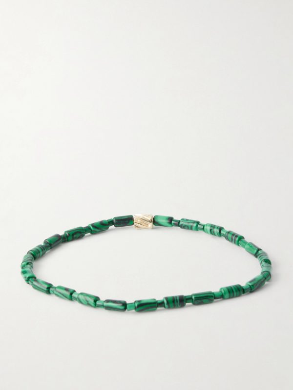 14-Karat Gold Agate Beaded Bracelet - BK 14-Karat Gold Agate Beaded Bracelet - BK