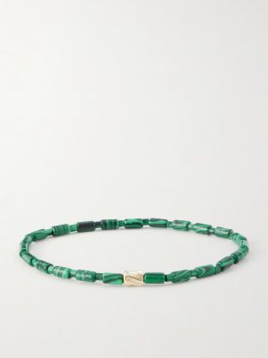 14-Karat Gold Agate Beaded Bracelet