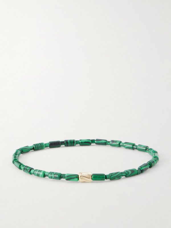 14-Karat Gold Agate Beaded Bracelet 14-Karat Gold Agate Beaded Bracelet