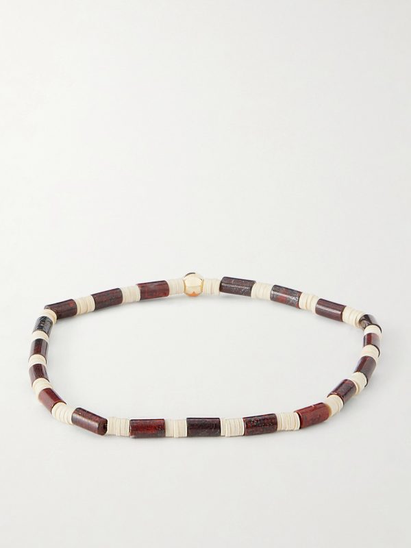 14-Karat Gold, Jasper and Vinyl Beaded Bracelet - BK 14-Karat Gold, Jasper and Vinyl Beaded Bracelet - BK