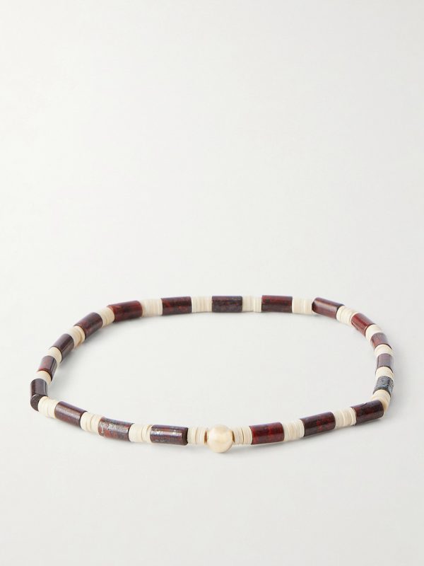 14-Karat Gold, Jasper and Vinyl Beaded Bracelet 14-Karat Gold, Jasper and Vinyl Beaded Bracelet