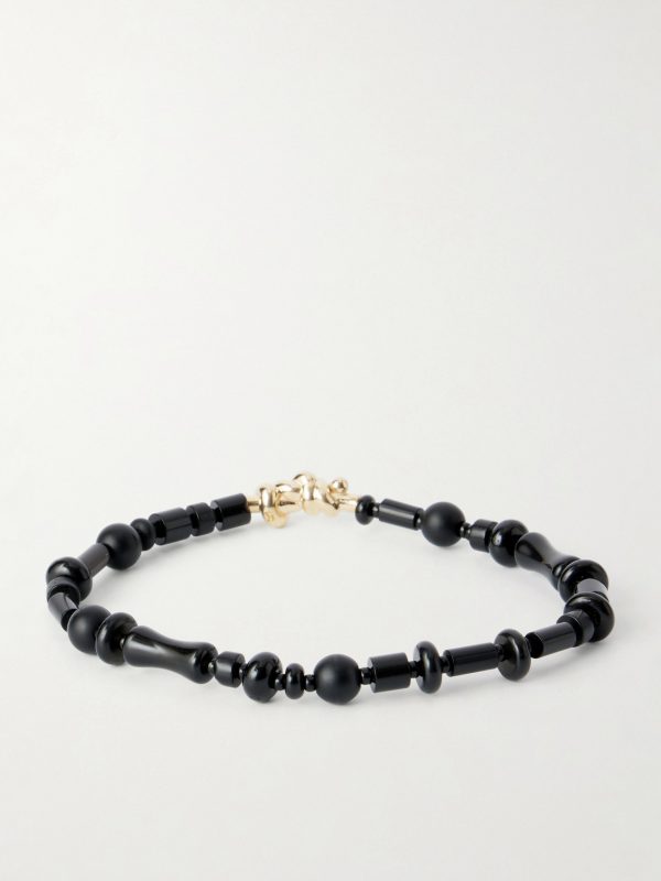 14-Karat Gold Agate Beaded Bracelet - BK