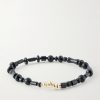 14-Karat Gold Agate Beaded Bracelet