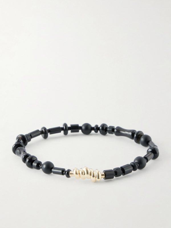 14-Karat Gold Agate Beaded Bracelet