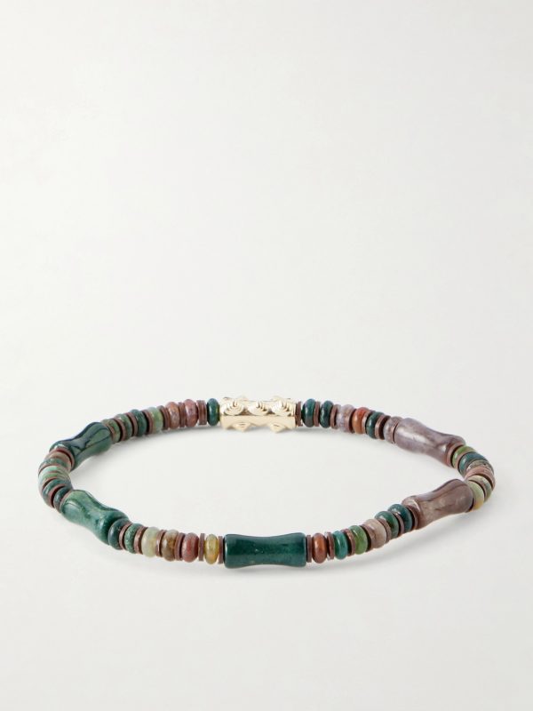 14-Karat Gold Agate Beaded Bracelet - BK