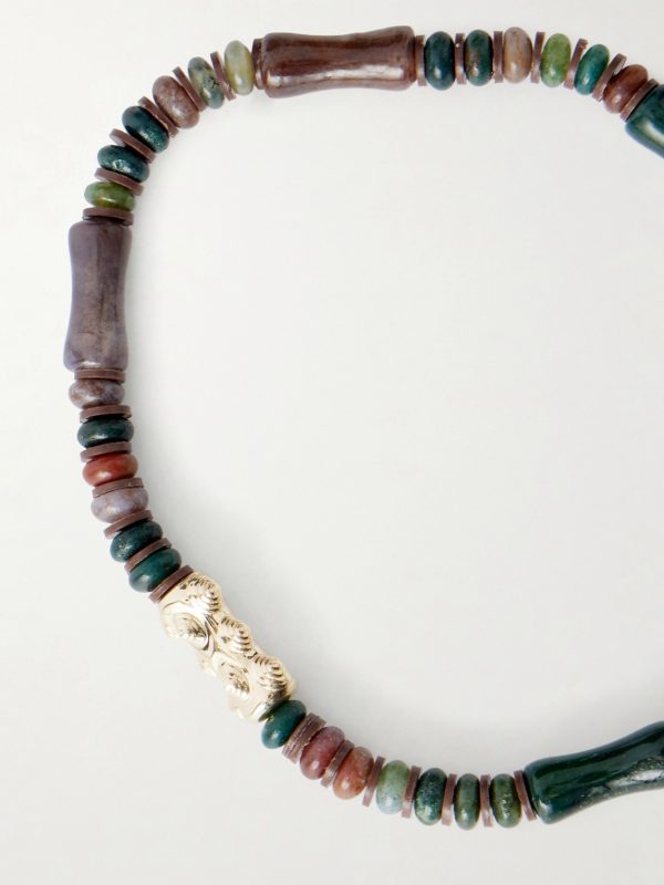 14-Karat Gold Agate Beaded Bracelet - CU
