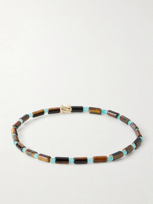 14-Karat Gold Agate Beaded Bracelet - BK
