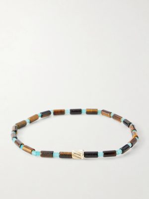 14-Karat Gold Agate Beaded Bracelet