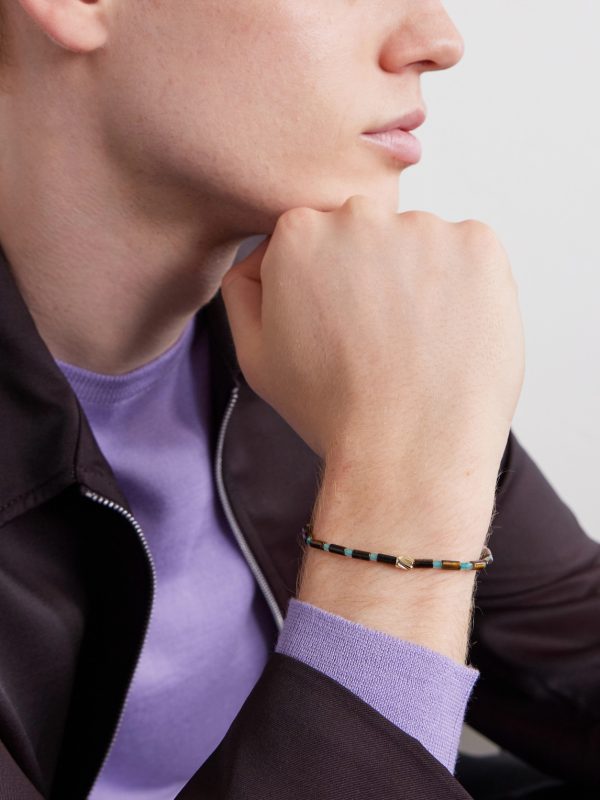 14-Karat Gold Agate Beaded Bracelet - OU