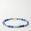 14-Karat Gold Lapis Lazuli Beaded Bracelet - BK