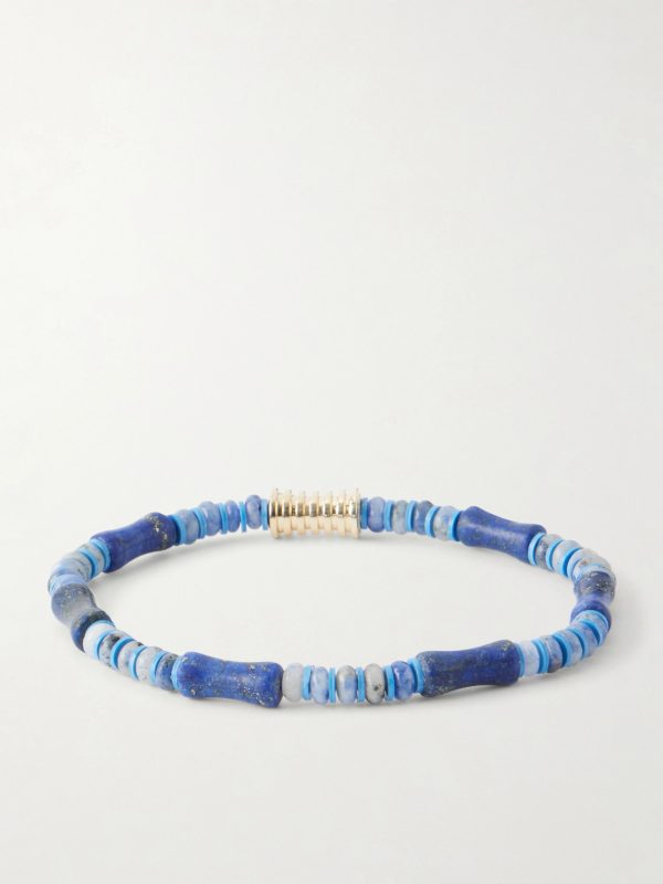 14-Karat Gold Lapis Lazuli Beaded Bracelet - BK