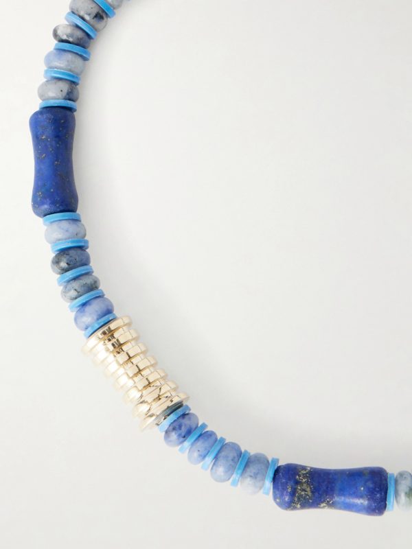 14-Karat Gold Lapis Lazuli Beaded Bracelet - CU