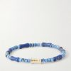 14-Karat Gold Lapis Lazuli Beaded Bracelet