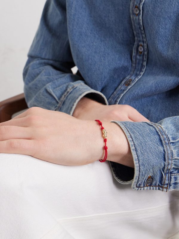 14-Karat Gold On A Cord Bracelet - OU 14-Karat Gold On A Cord Bracelet - OU