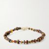 14-Karat Gold Tiger Eye Beaded Bracelet - BK 14-Karat Gold Tiger Eye Beaded Bracelet - BK