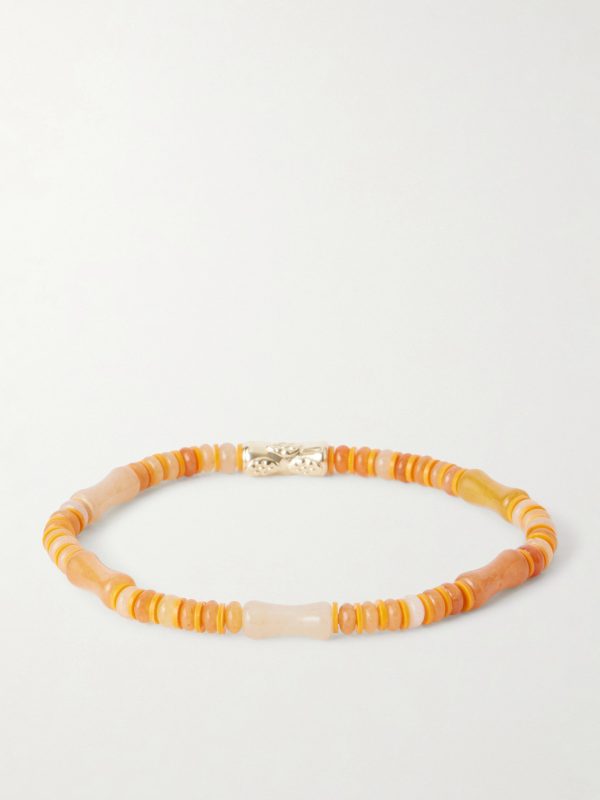 14-Karat Gold Carnelian Beaded Bracelet - BK 14-Karat Gold Carnelian Beaded Bracelet - BK