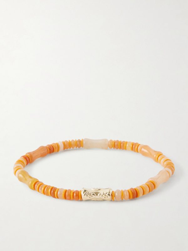 14-Karat Gold Carnelian Beaded Bracelet 14-Karat Gold Carnelian Beaded Bracelet