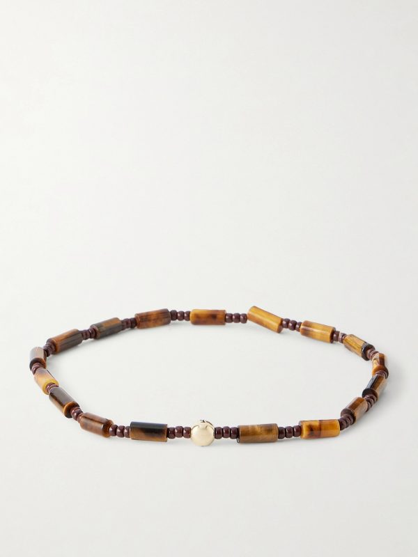 14-Karat Gold Tiger's Eye Beaded Bracelet 14-Karat Gold Tiger's Eye Beaded Bracelet