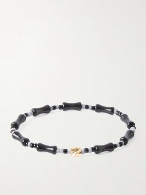 14-Karat Gold, Agate and Glass Beaded Bracelet
